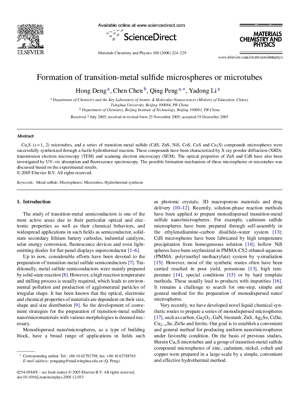 Formation of transition-metal sulfide microspheres or microtubes