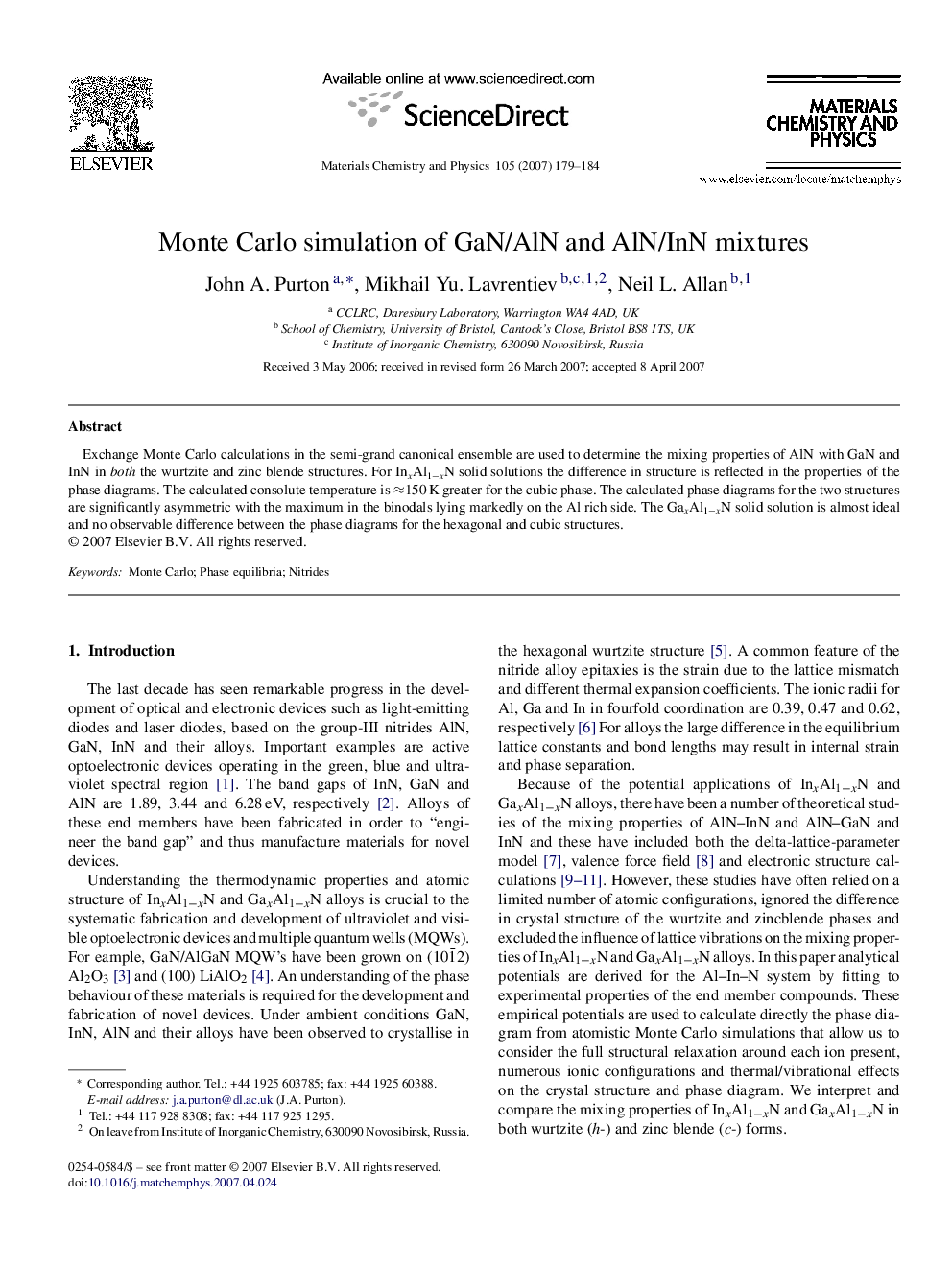 Monte Carlo simulation of GaN/AlN and AlN/InN mixtures