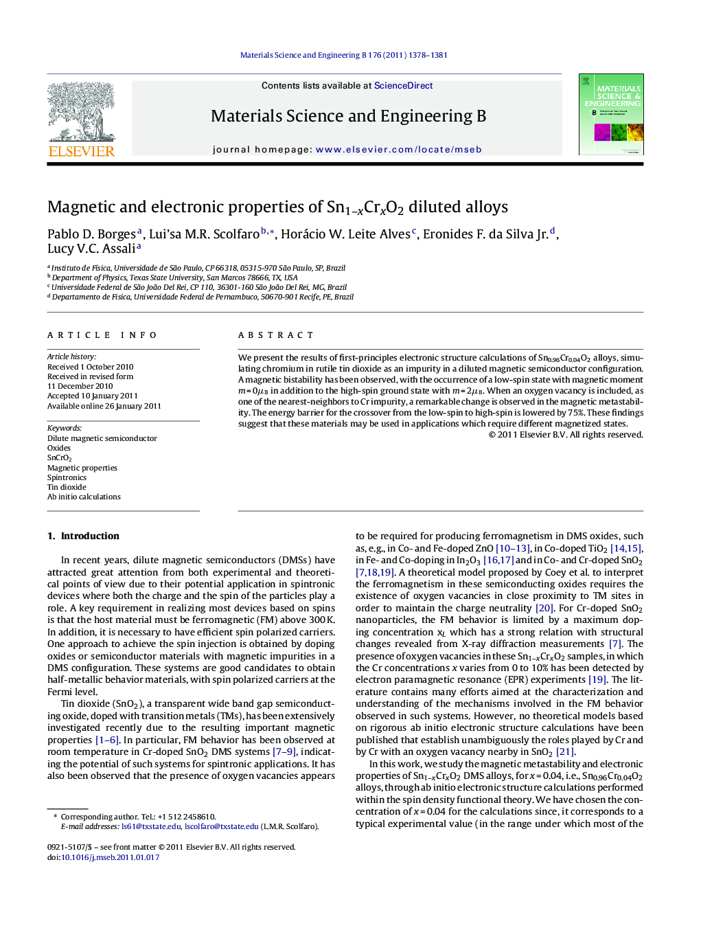 Magnetic and electronic properties of Sn1-xCrxO2 diluted alloys