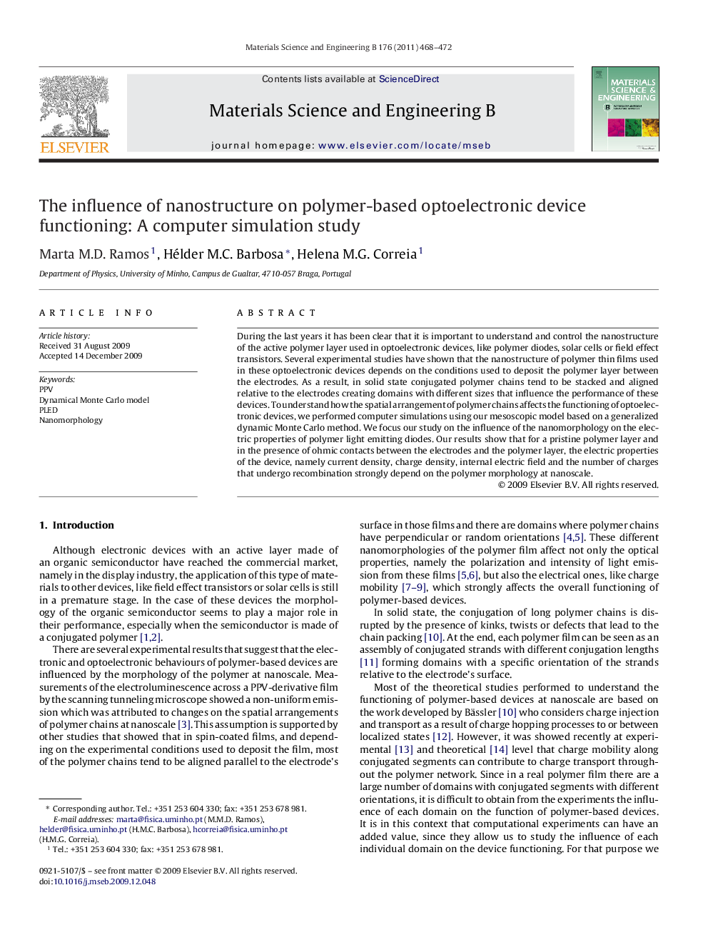 The influence of nanostructure on polymer-based optoelectronic device functioning: A computer simulation study