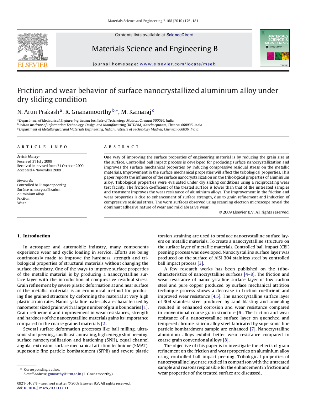 Friction and wear behavior of surface nanocrystallized aluminium alloy under dry sliding condition