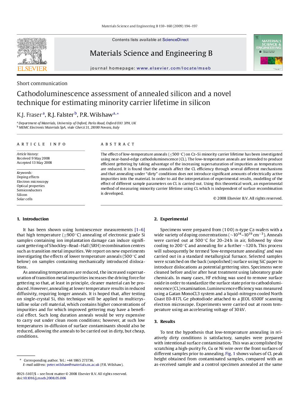 Cathodoluminescence assessment of annealed silicon and a novel technique for estimating minority carrier lifetime in silicon