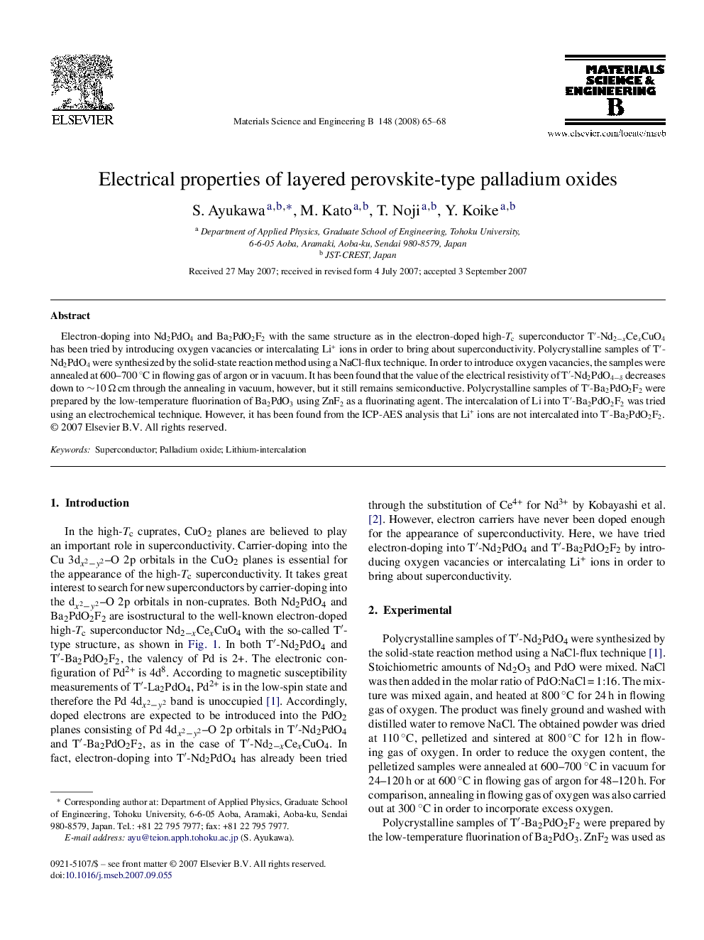 Electrical properties of layered perovskite-type palladium oxides