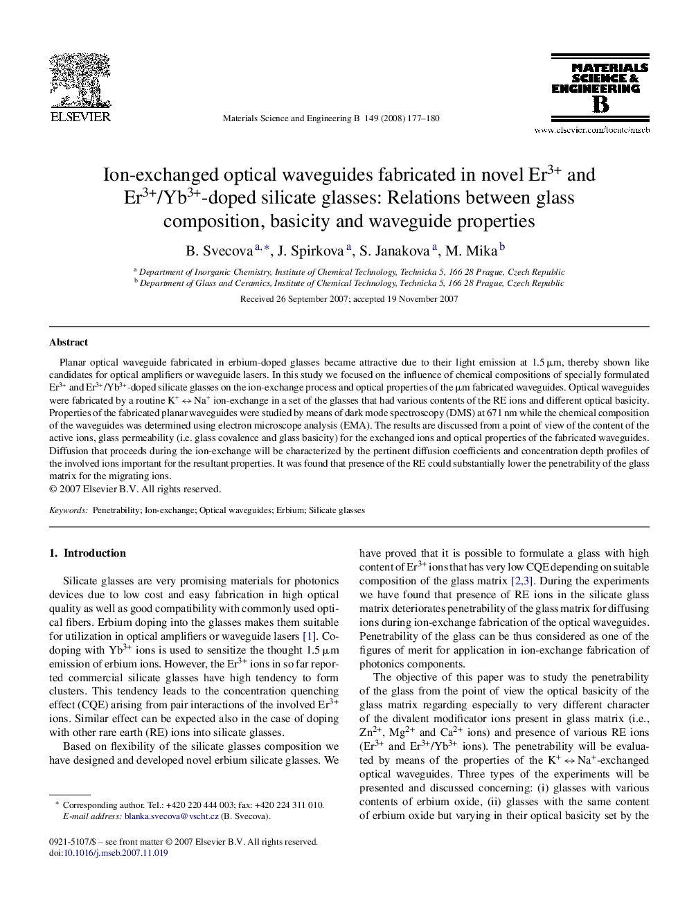 Ion-exchanged optical waveguides fabricated in novel Er3+ and Er3+/Yb3+-doped silicate glasses: Relations between glass composition, basicity and waveguide properties