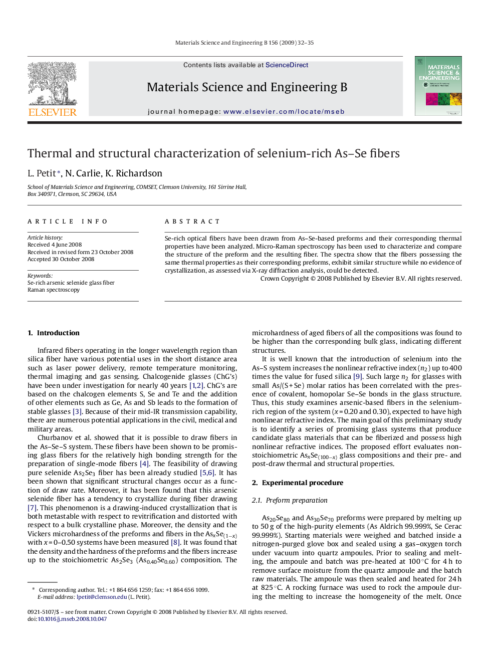 Thermal and structural characterization of selenium-rich As–Se fibers