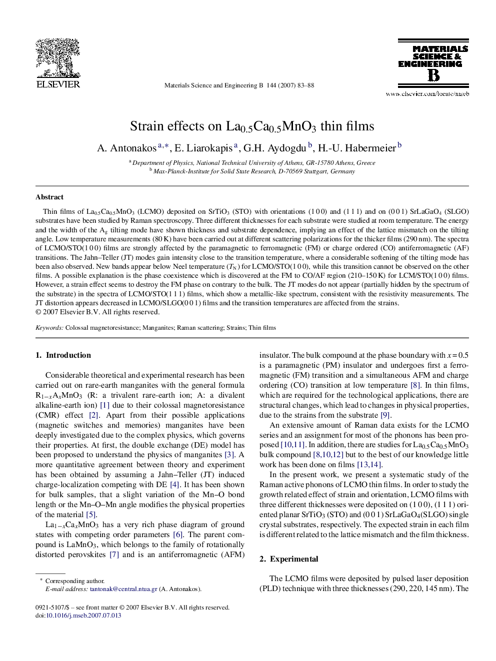 Strain effects on La0.5Ca0.5MnO3 thin films