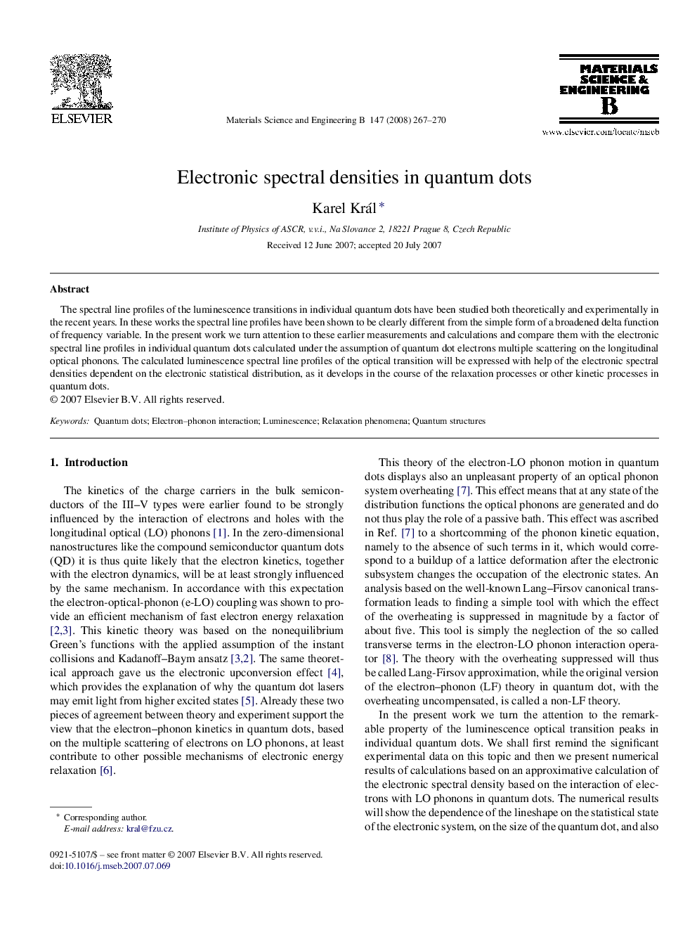 Electronic spectral densities in quantum dots