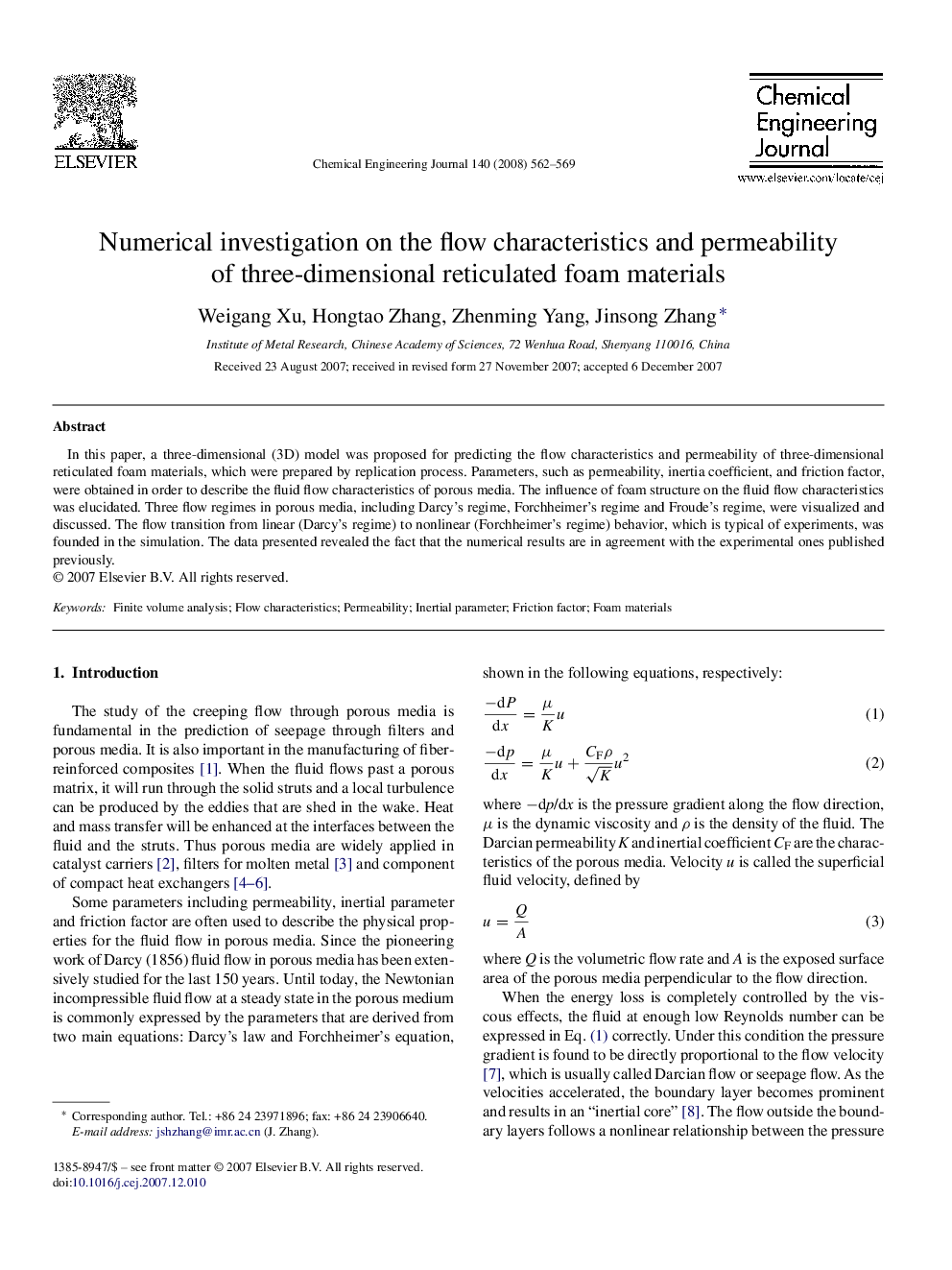 Numerical investigation on the flow characteristics and permeability of three-dimensional reticulated foam materials