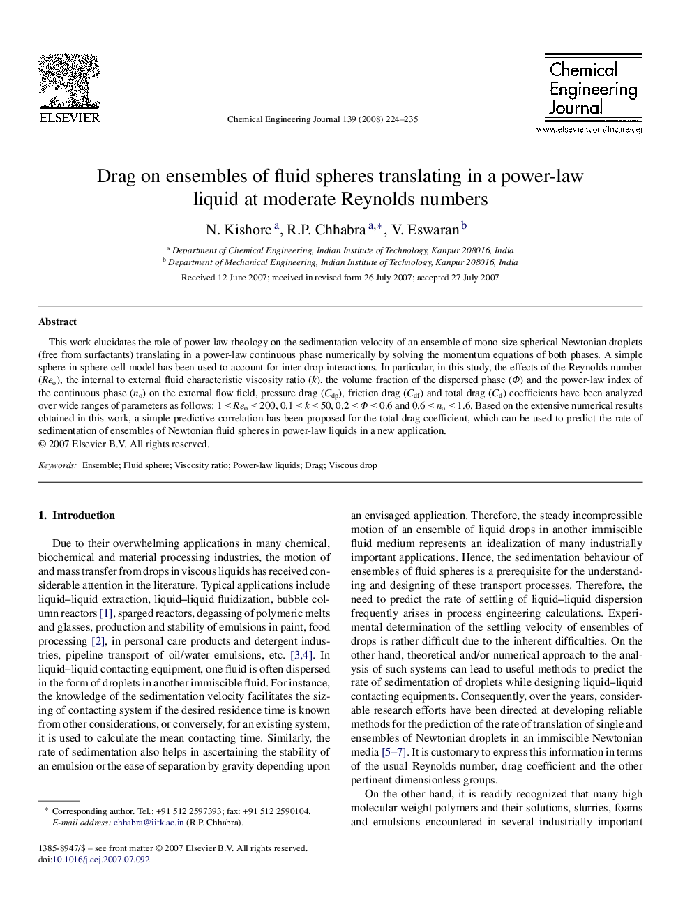 Drag on ensembles of fluid spheres translating in a power-law liquid at moderate Reynolds numbers