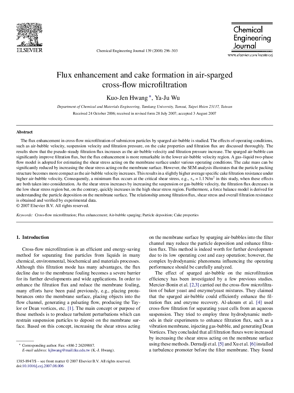 Flux enhancement and cake formation in air-sparged cross-flow microfiltration