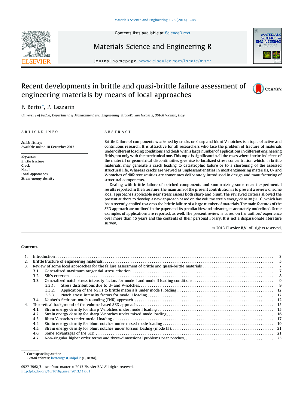 Recent developments in brittle and quasi-brittle failure assessment of engineering materials by means of local approaches