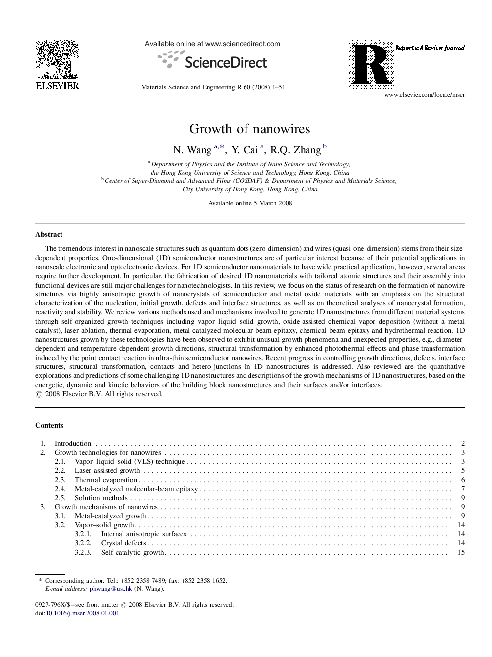 Growth of nanowires