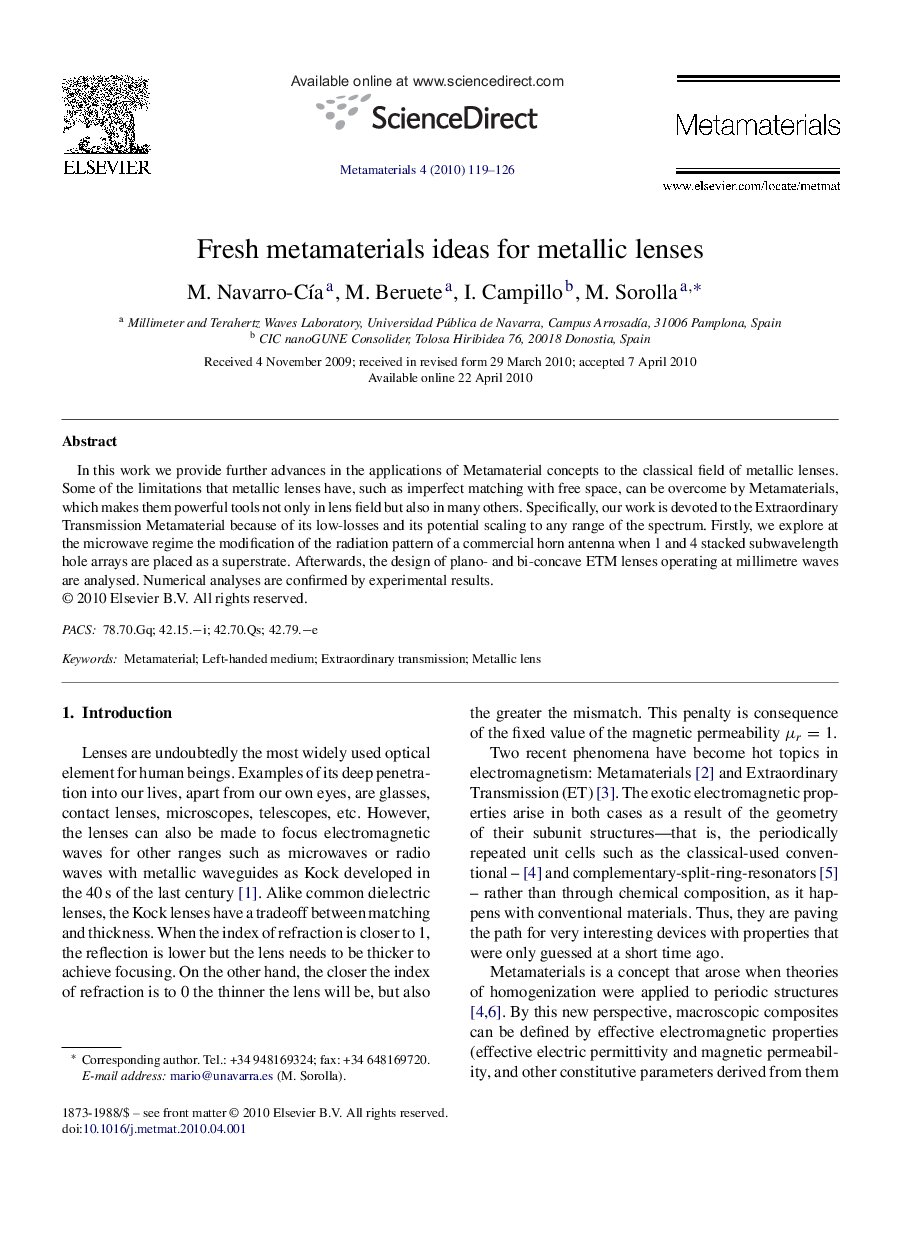 Fresh metamaterials ideas for metallic lenses