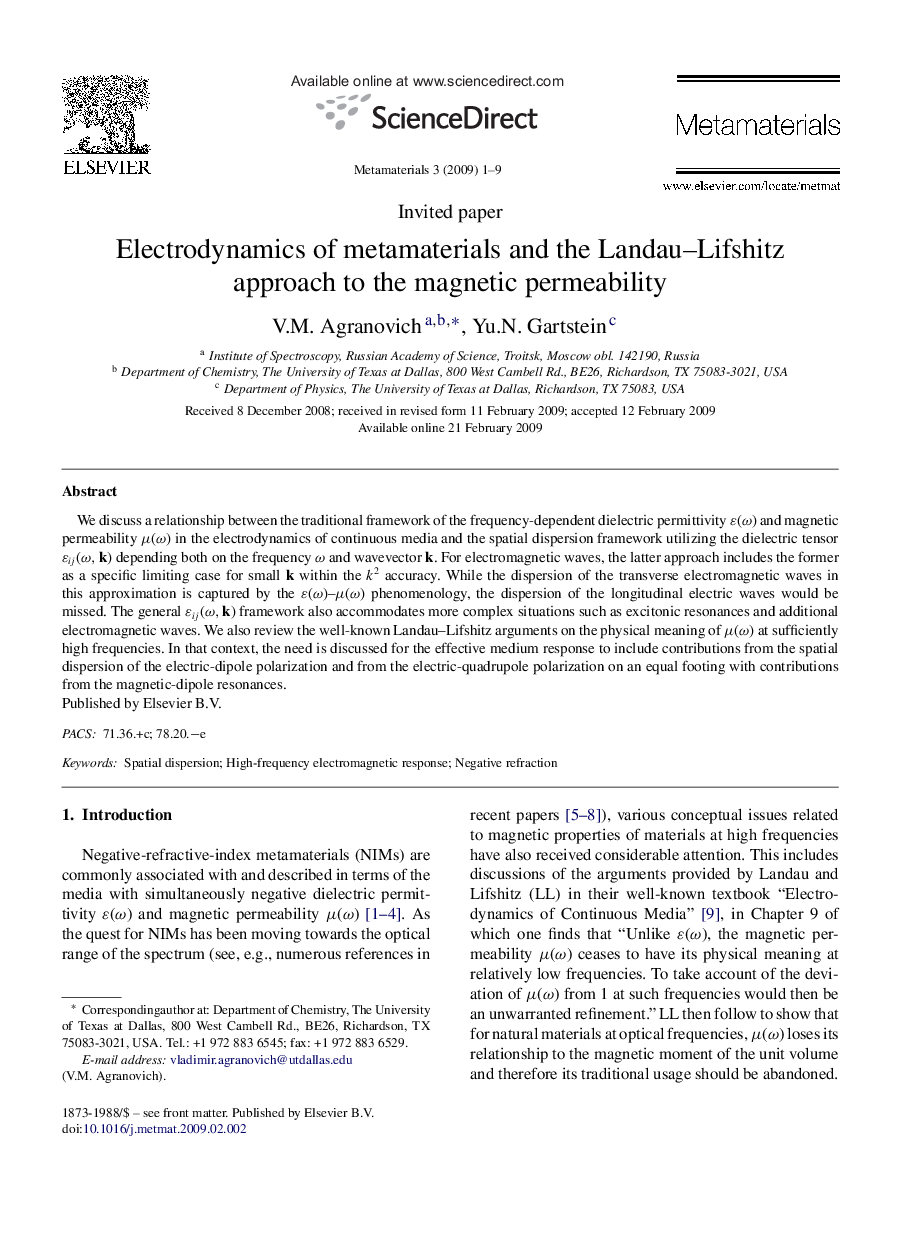 Electrodynamics of metamaterials and the Landau–Lifshitz approach to the magnetic permeability