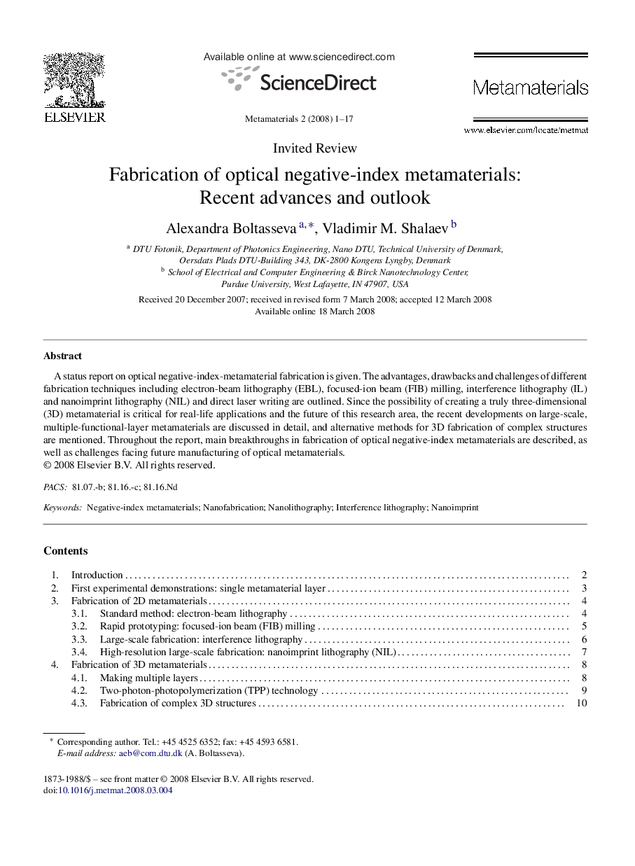 Fabrication of optical negative-index metamaterials: Recent advances and outlook