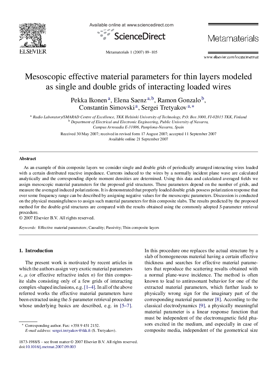 Mesoscopic effective material parameters for thin layers modeled as single and double grids of interacting loaded wires