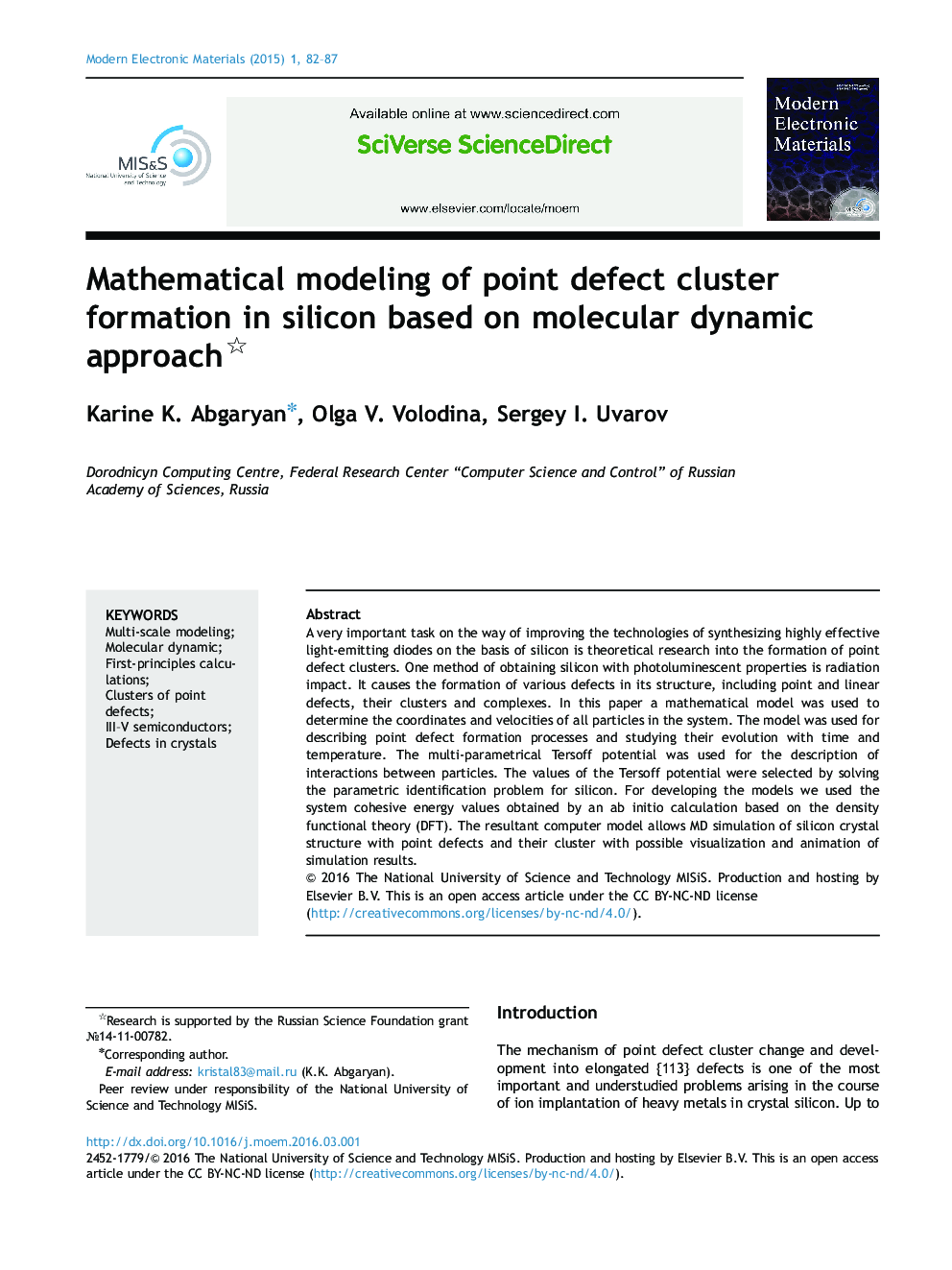 Mathematical modeling of point defect cluster formation in silicon based on molecular dynamic approach 