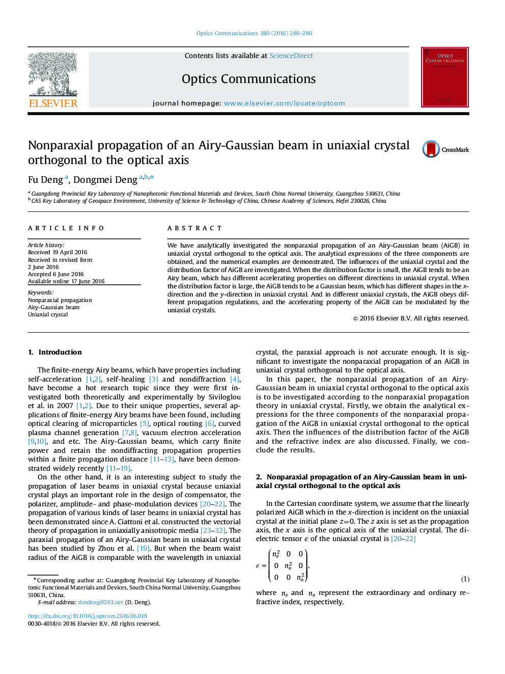 Nonparaxial propagation of an Airy-Gaussian beam in uniaxial crystal orthogonal to the optical axis