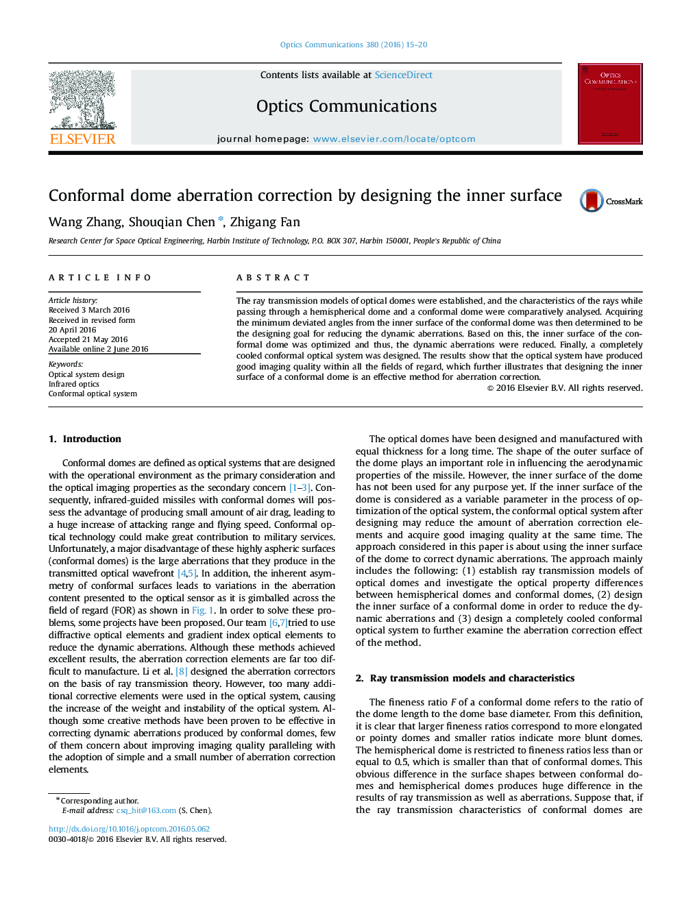 Conformal dome aberration correction by designing the inner surface