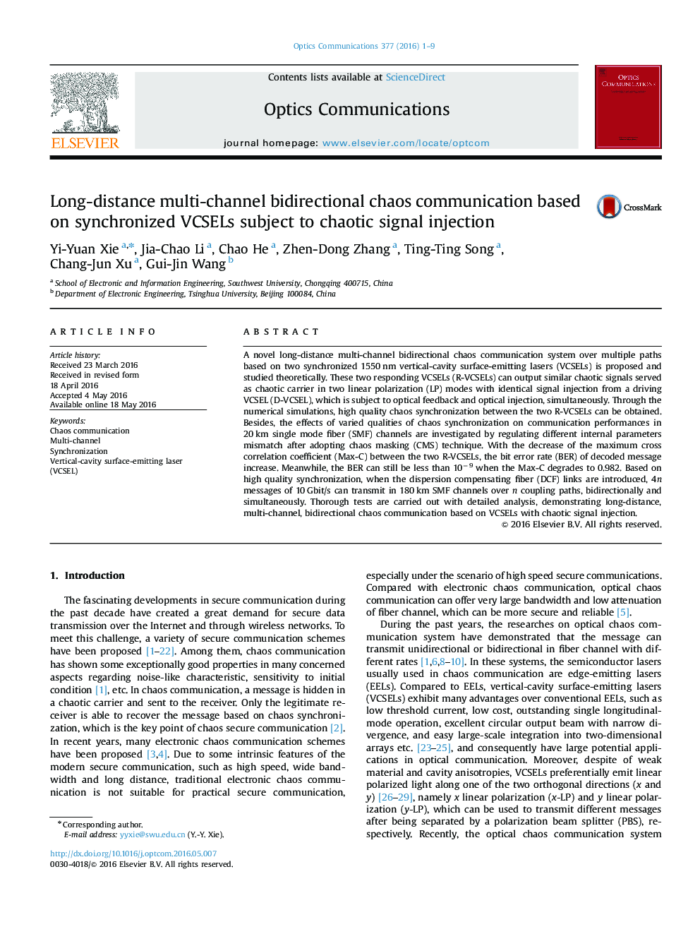 Long-distance multi-channel bidirectional chaos communication based on synchronized VCSELs subject to chaotic signal injection