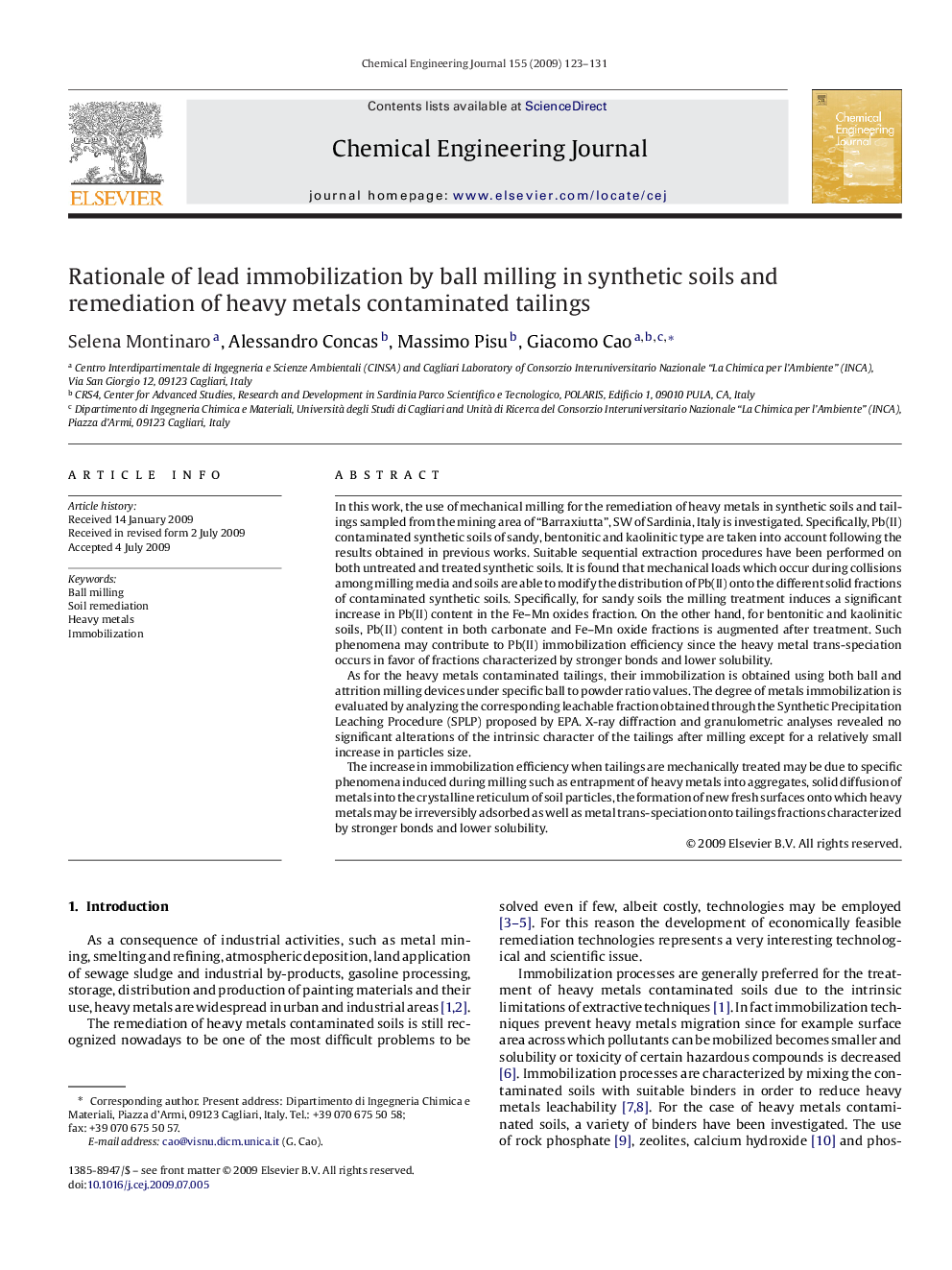 Rationale of lead immobilization by ball milling in synthetic soils and remediation of heavy metals contaminated tailings