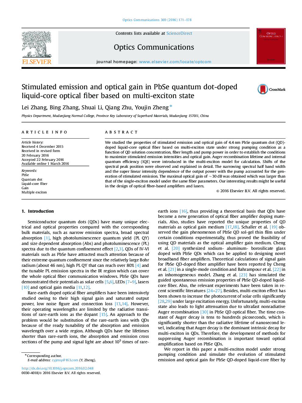 Stimulated emission and optical gain in PbSe quantum dot-doped liquid-core optical fiber based on multi-exciton state