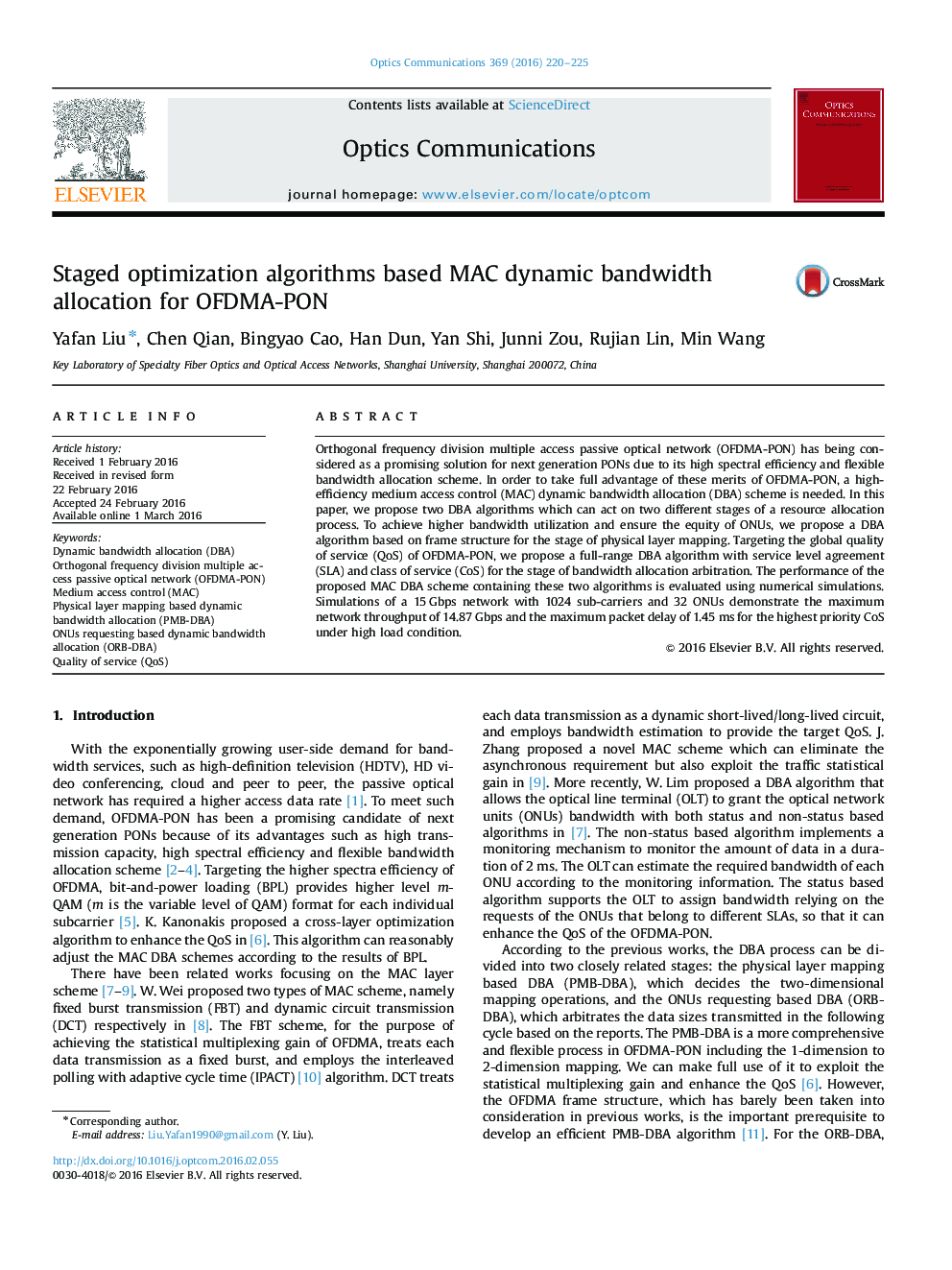 Staged optimization algorithms based MAC dynamic bandwidth allocation for OFDMA-PON