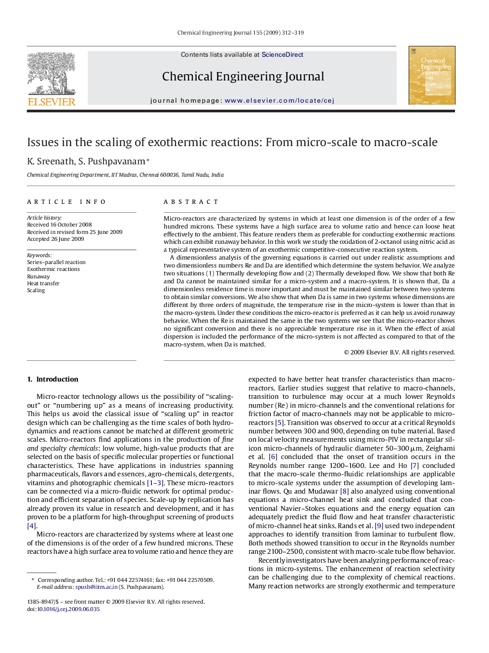 Issues in the scaling of exothermic reactions: From micro-scale to macro-scale