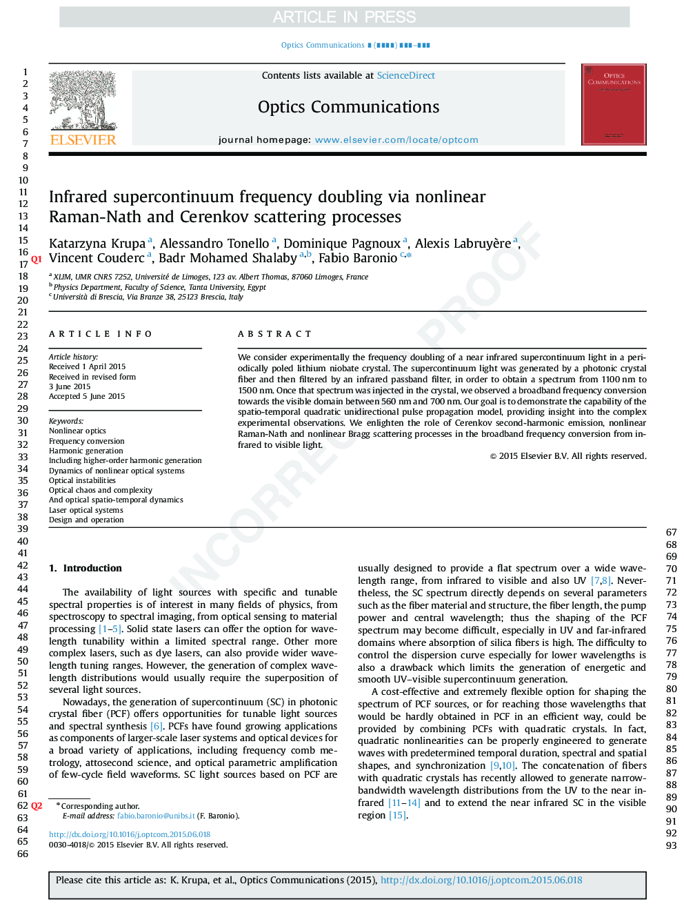 Infrared supercontinuum frequency doubling via nonlinear Raman-Nath and Cerenkov scattering processes