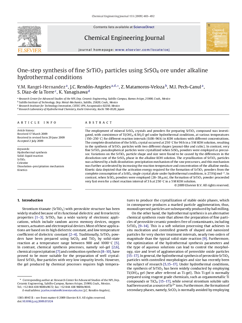 عکس صفحه اول مقاله: One-step synthesis of fine SrTiO3 particles using SrSO4 ore under alkaline hydrothermal conditions One-step synthesis of fine SrTiO3 particles using SrSO4 ore under alkaline hydrothermal conditions