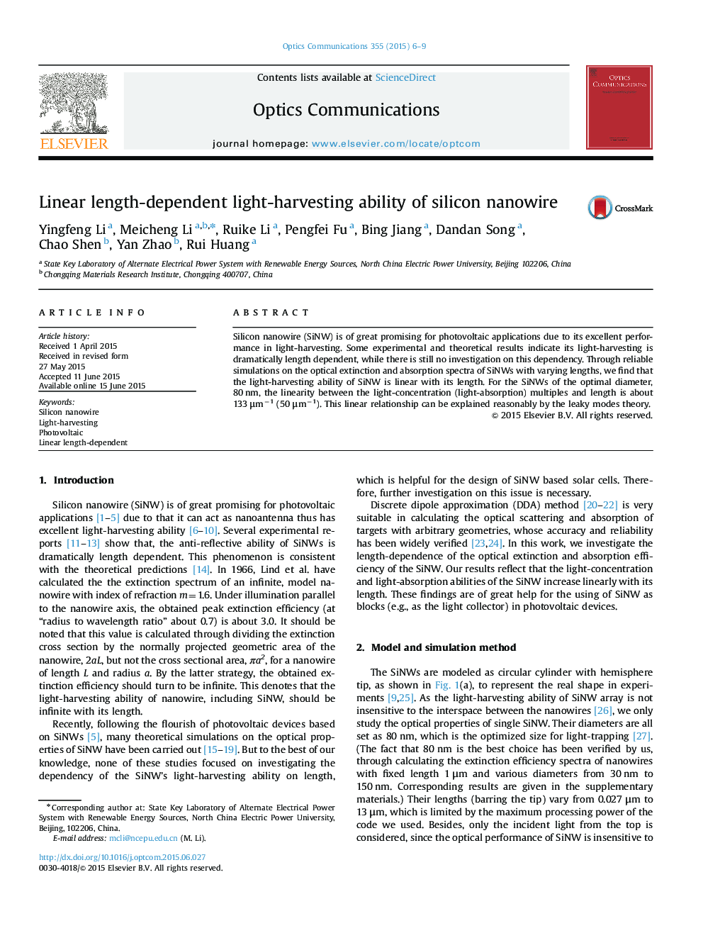 Linear length-dependent light-harvesting ability of silicon nanowire