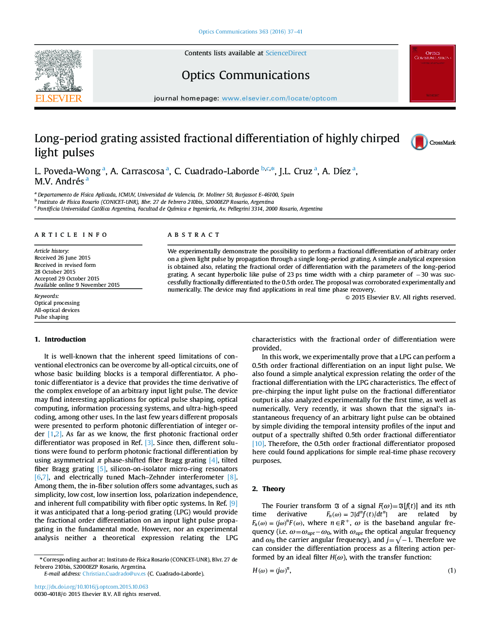 Long-period grating assisted fractional differentiation of highly chirped light pulses