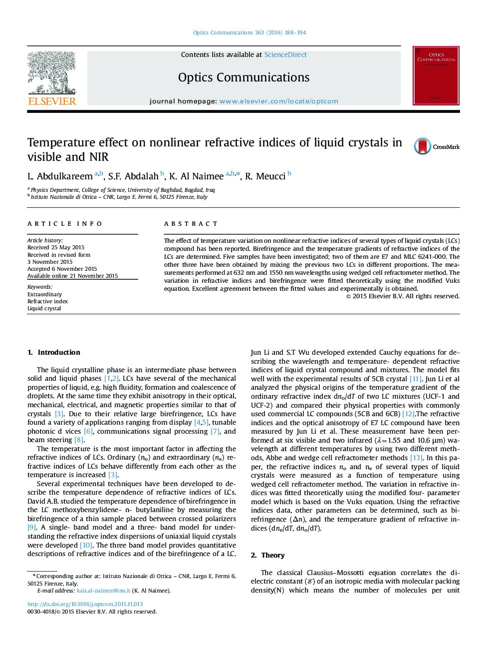 Temperature effect on nonlinear refractive indices of liquid crystals in visible and NIR