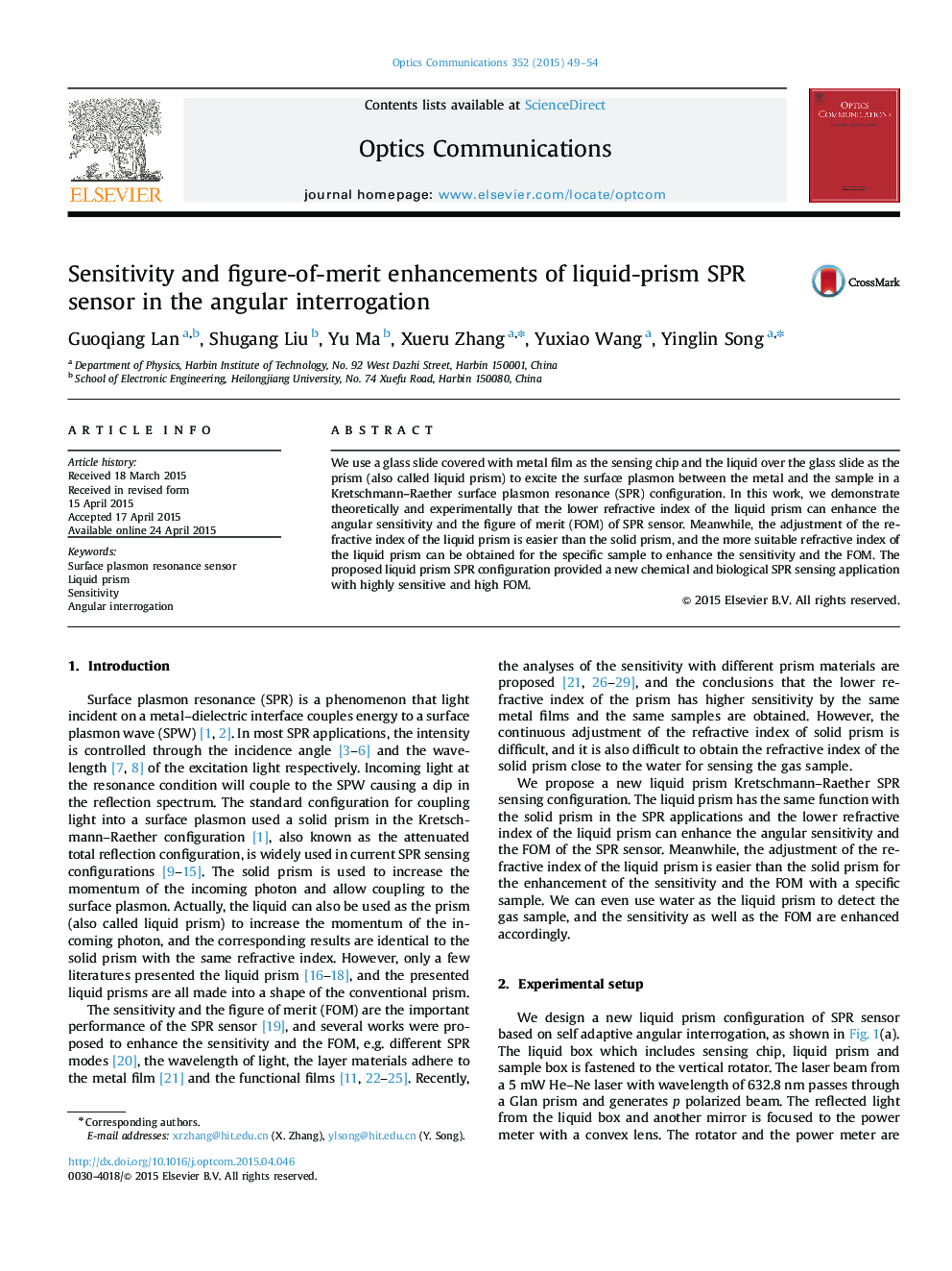Sensitivity and figure-of-merit enhancements of liquid-prism SPR sensor in the angular interrogation