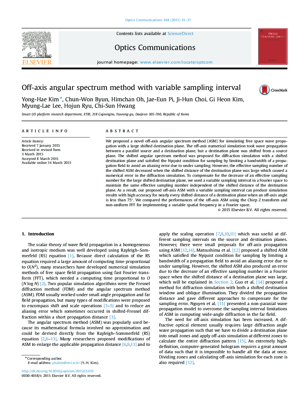 Off-axis angular spectrum method with variable sampling interval