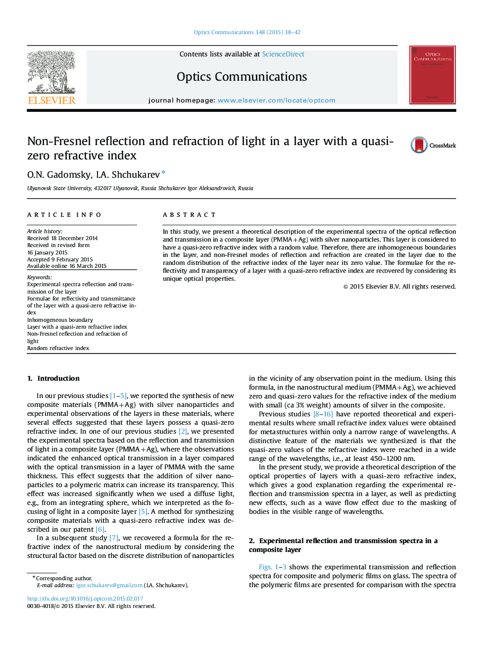 Non-Fresnel reflection and refraction of light in a layer with a quasi-zero refractive index