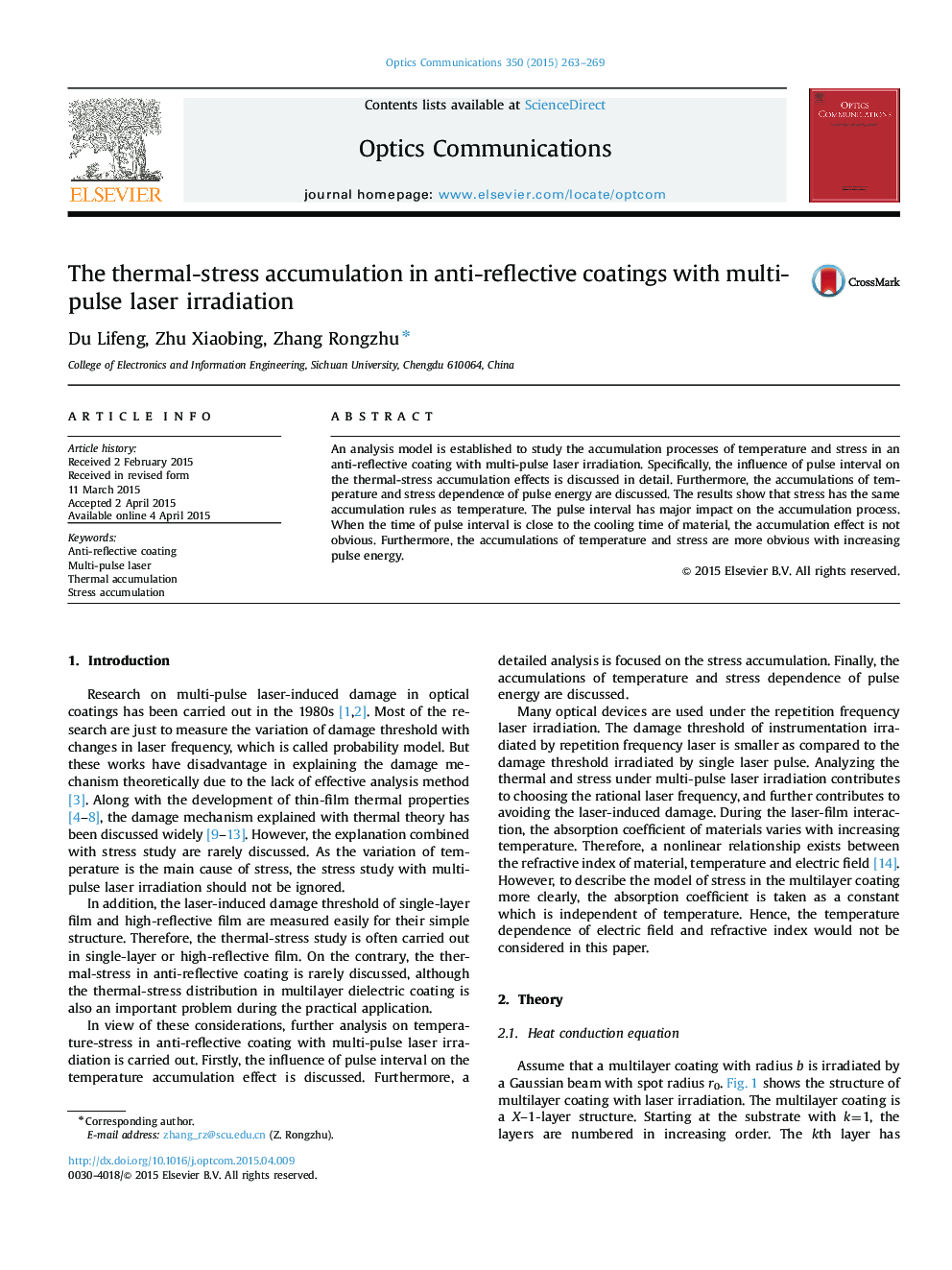 The thermal-stress accumulation in anti-reflective coatings with multi-pulse laser irradiation