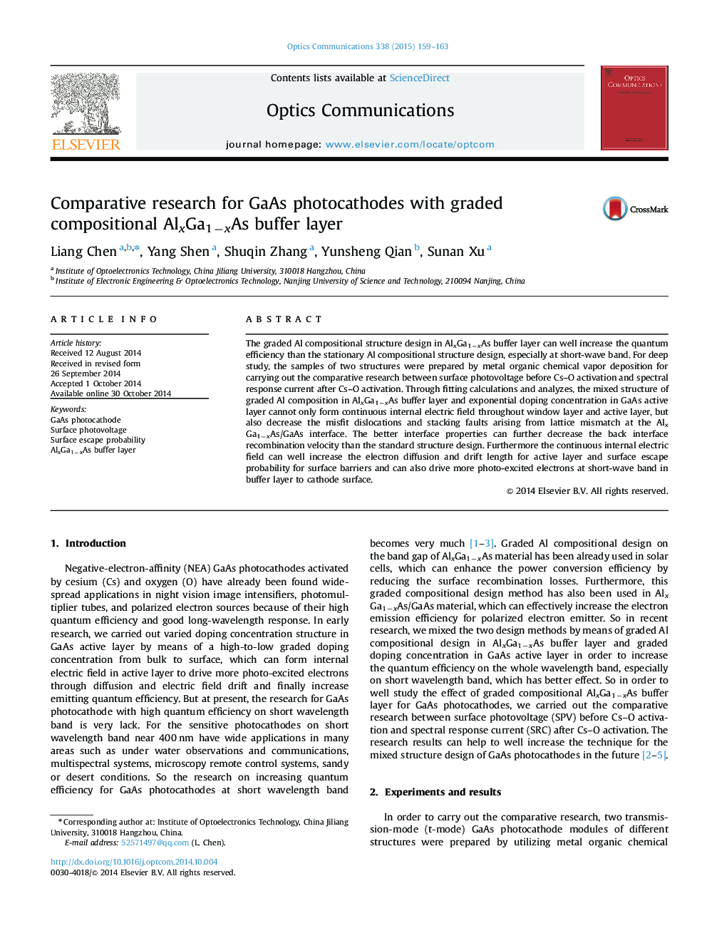 Comparative research for GaAs photocathodes with graded compositional AlxGa1−xAs buffer layer