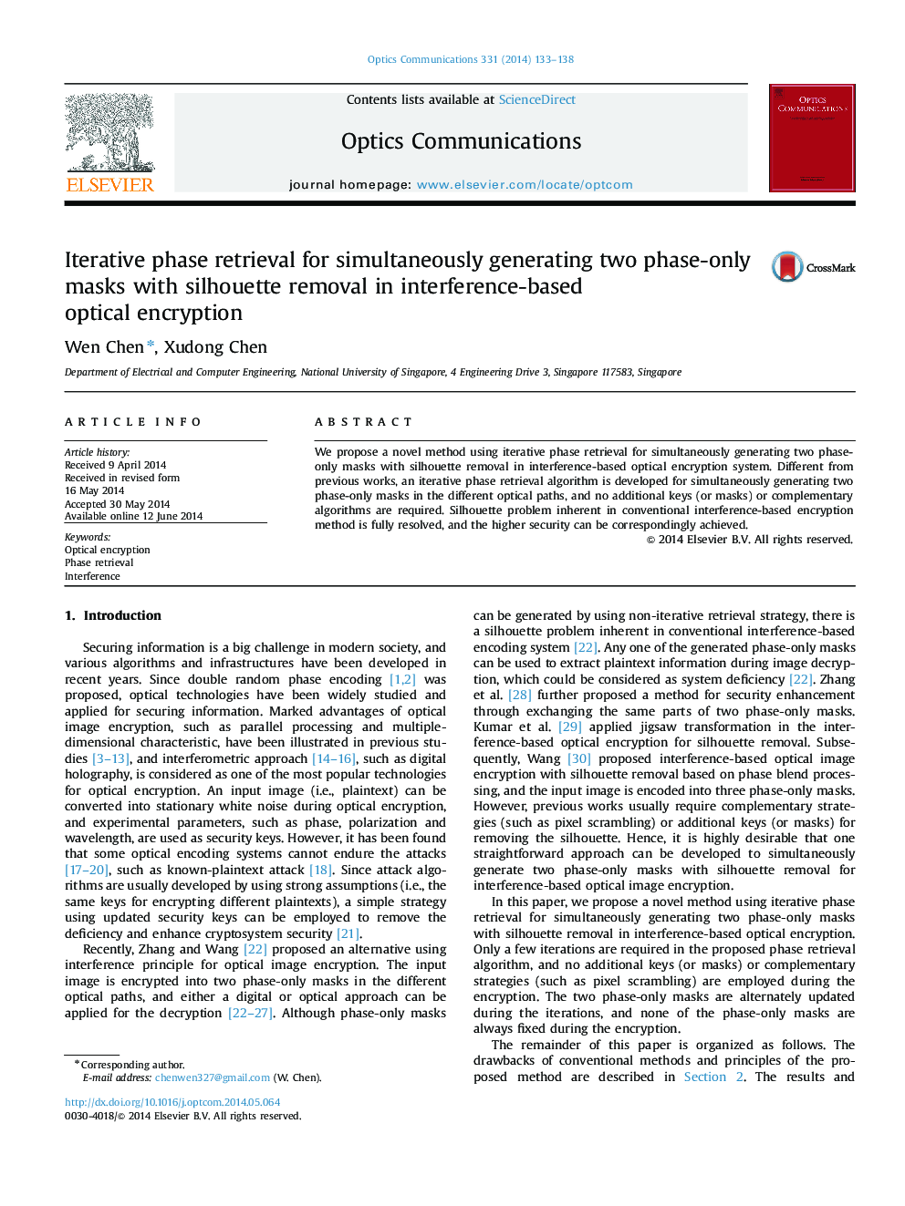 Iterative phase retrieval for simultaneously generating two phase-only masks with silhouette removal in interference-based optical encryption