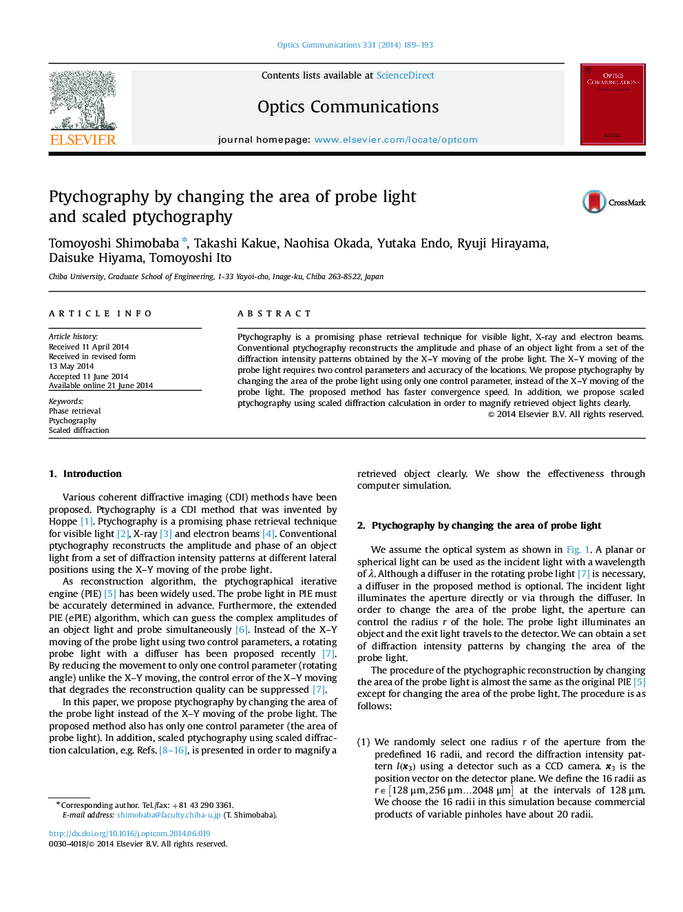 Ptychography by changing the area of probe light and scaled ptychography