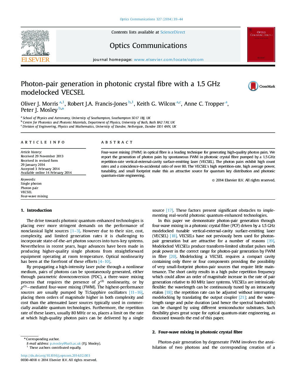 Photon-pair generation in photonic crystal fibre with a 1.5 GHz modelocked VECSEL