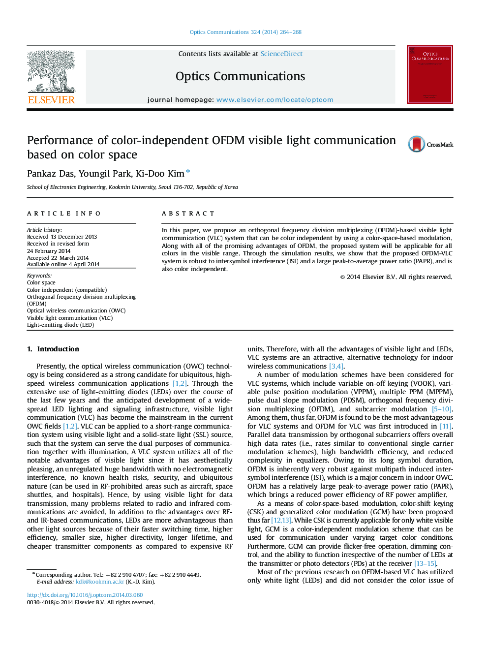 Performance of color-independent OFDM visible light communication based on color space