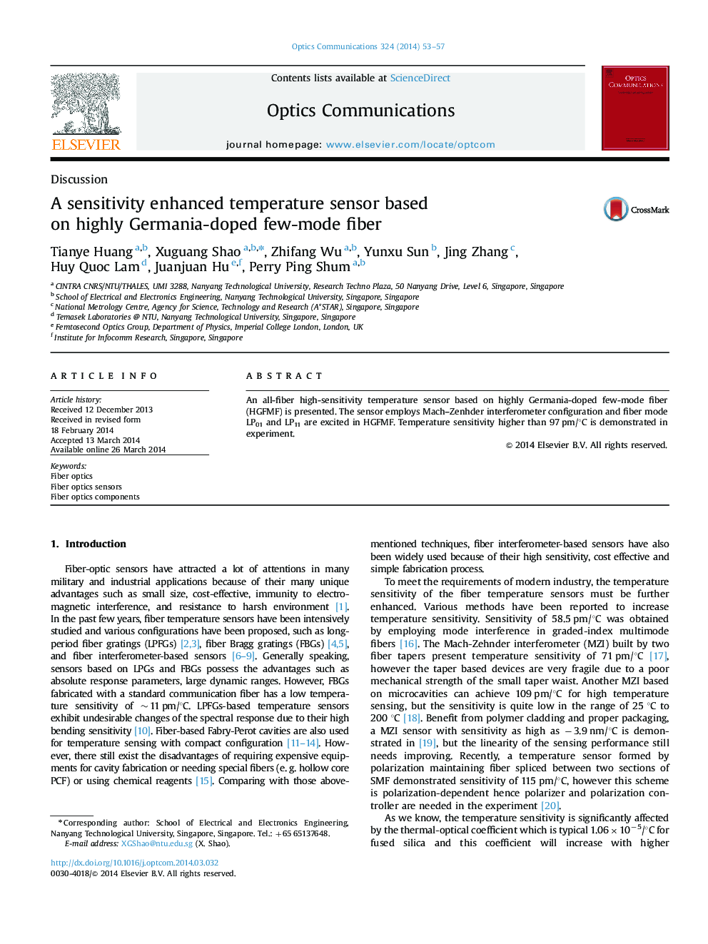 A sensitivity enhanced temperature sensor based on highly Germania-doped few-mode fiber