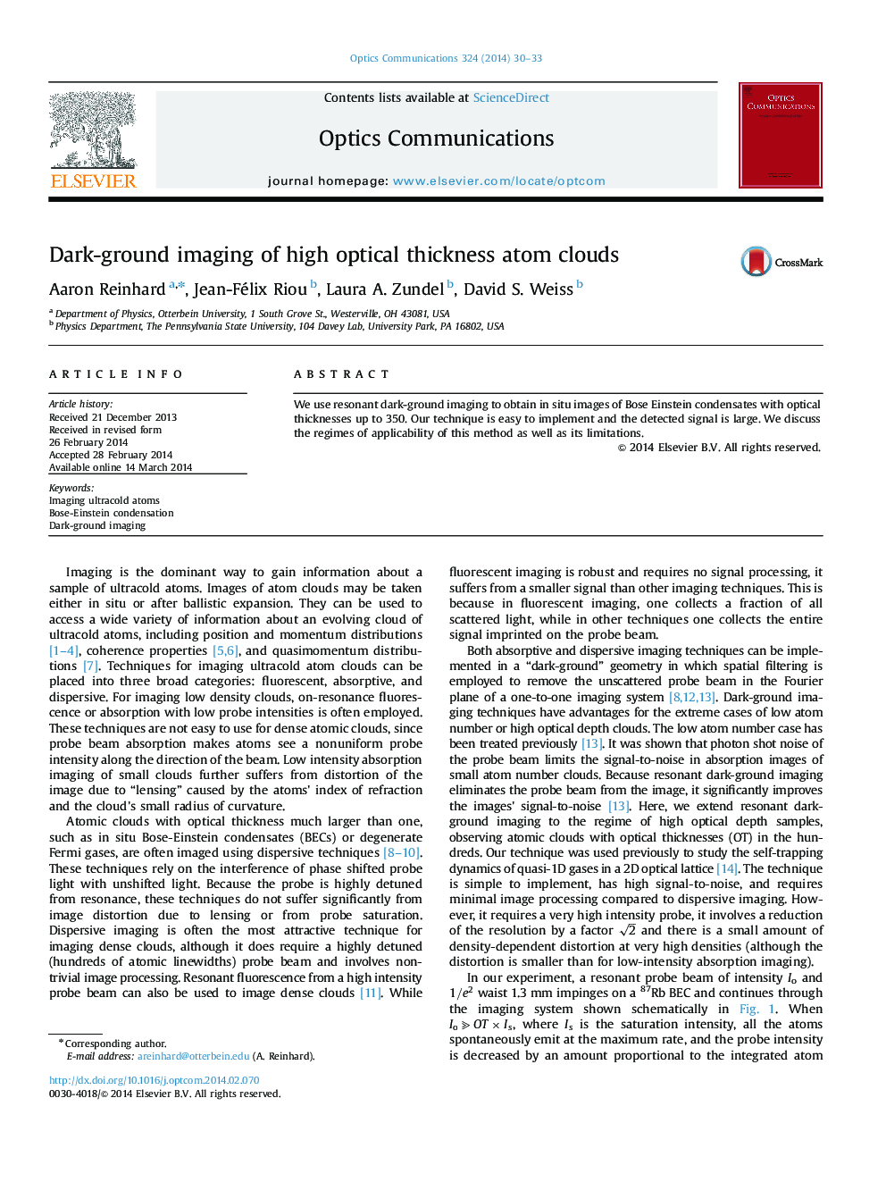 Dark-ground imaging of high optical thickness atom clouds