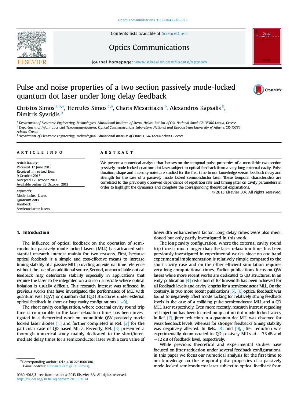 Pulse and noise properties of a two section passively mode-locked quantum dot laser under long delay feedback