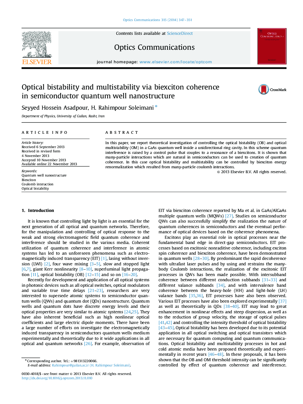 Optical bistability and multistability via biexciton coherence in semiconductor quantum well nanostructure