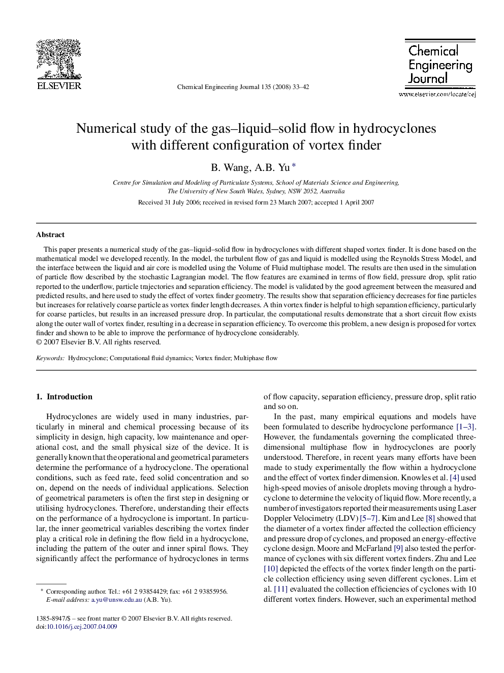 Numerical study of the gas–liquid–solid flow in hydrocyclones with different configuration of vortex finder