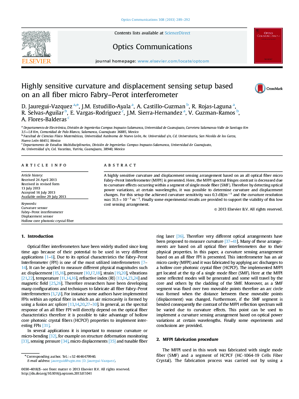 Highly sensitive curvature and displacement sensing setup based on an all fiber micro Fabry–Perot interferometer