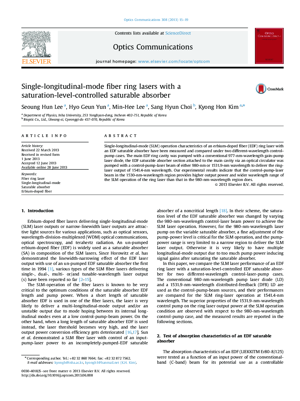 Single-longitudinal-mode fiber ring lasers with a saturation-level-controlled saturable absorber