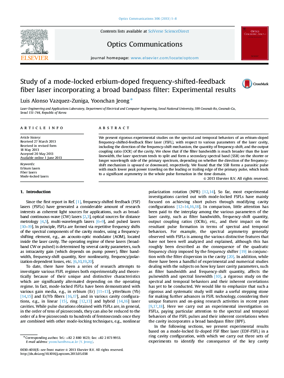 Study of a mode-locked erbium-doped frequency-shifted-feedback fiber laser incorporating a broad bandpass filter: Experimental results